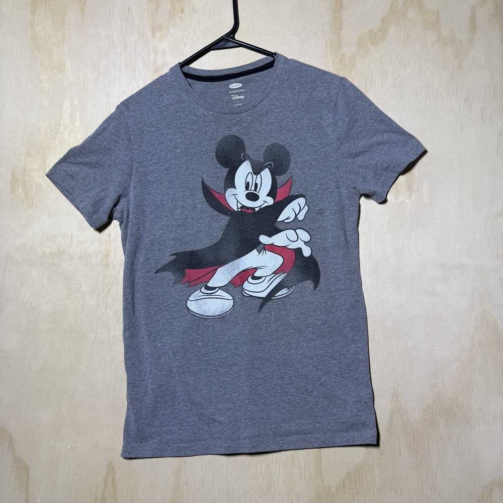 Old Navy Disney Mickey Mouse Vampire Halloween Gray Graphic T-Shirt Womens S